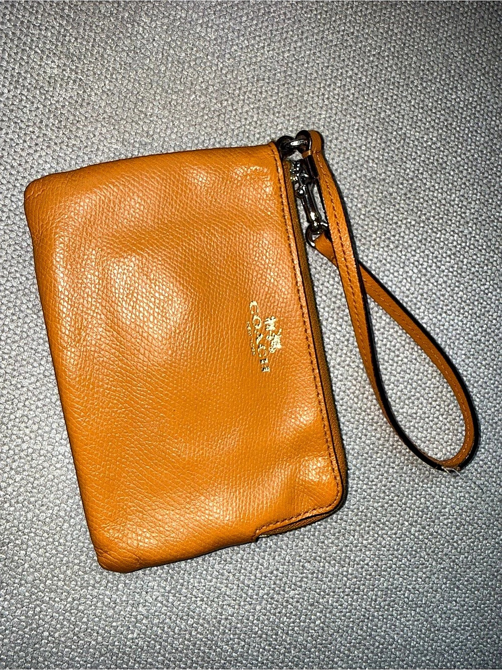 Coach Leather Wristlet in Orange